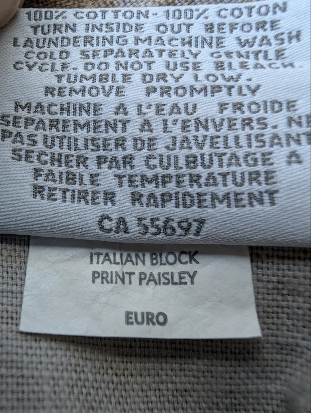 Restoration Hardware Paisley Italian Block Print Cotton Euro Pillow Covers -2